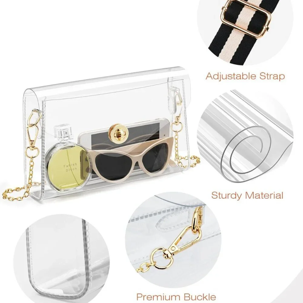 Clear Stadium Approved Purse Women Crossbody Bag Waterproof Stain-Resistant